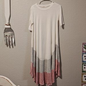 Colorblock Dress in White, Gray, and Pink
